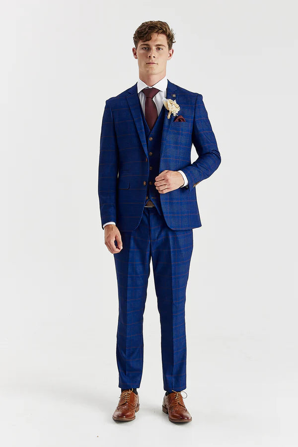 Alex Navy Burgundy 3 piece suit