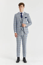 Mark Sky Blue check 3 piece suit