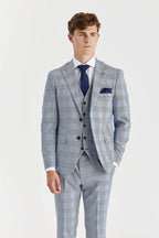 Mark Sky Blue check 3 piece suit