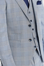 Mark Sky Blue check 3 piece suit