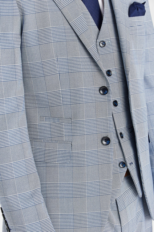 Mark Sky Blue check 3 piece suit