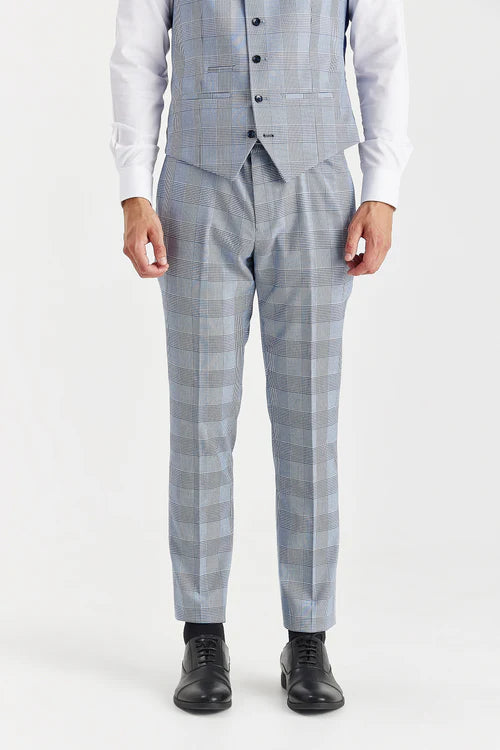 Mark Sky Blue check 3 piece suit