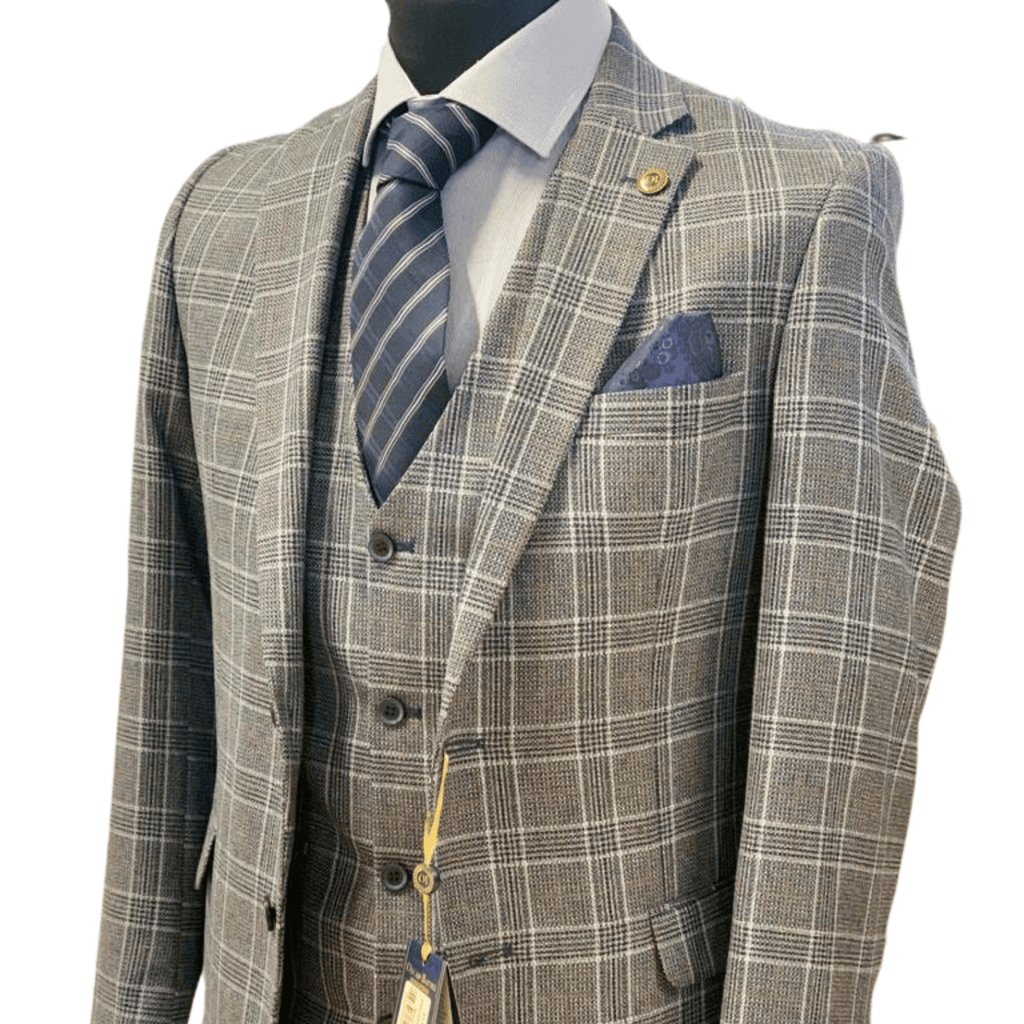 Mens Oscar Banks 3 piece slim fitted suit, blue