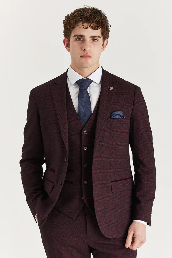 Regent Wine Check Suit