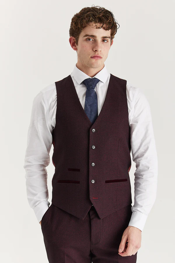 Regent Wine Check Suit