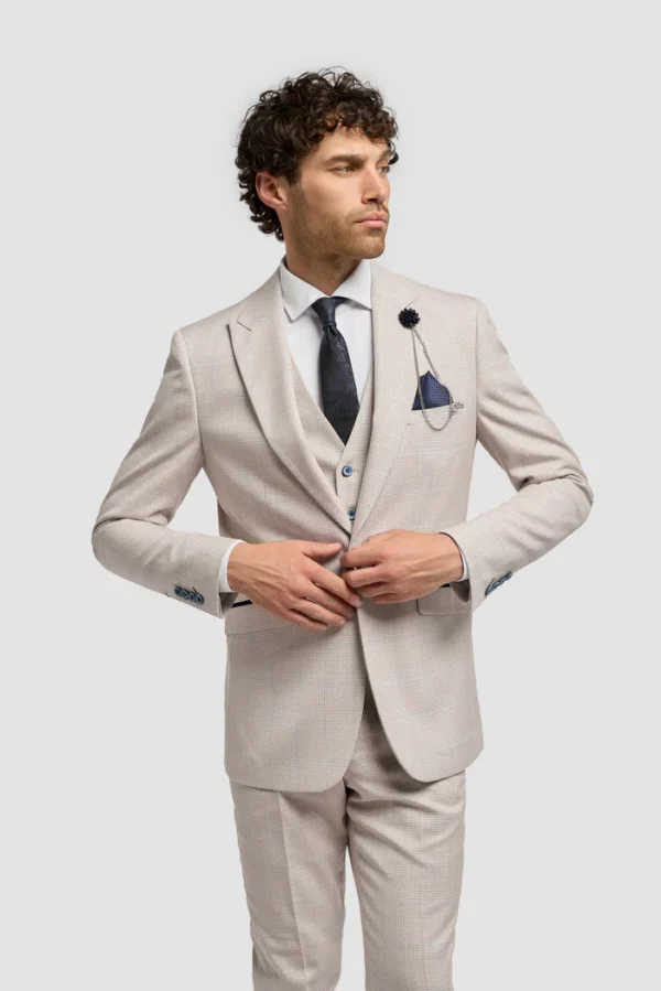 CaridiBeigeFront Caridi Beige 3 Piece suit