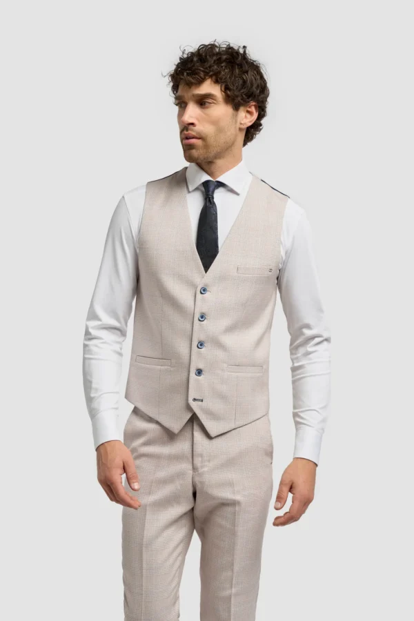 CaridiBeigeWaistcoatFront Caridi Beige 3 Piece suit